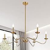 Jonsi Modern Gold Chandelier for Dining Room,35 Inch Brushed Brass Chandelier Light Fixture, Dining Room Light Fixtures Over 