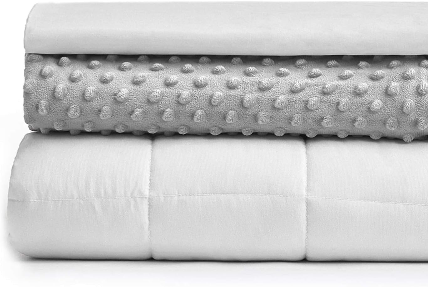 YnM Weighted Blanket and Duvet Covers — Hot and Cold Duvet Cover Set (3 Pieces) — (Light Grey, 60''x80'' 20lbs), Suit for One Person(~190lb) Use on Queen/King Bed