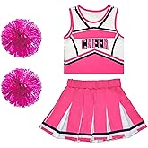 Danzcue Cheerleader Costume for Girls, Cheerleader Dress, Cheerleading Uniform for Halloween Cosplay Gifts, Pink, Small