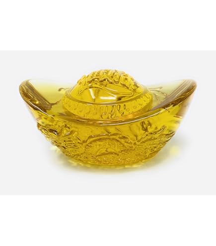 Chinois Nouvel An Ornement Golden Ingot Yuan Bao avec Figurine Attirer La Richesse La Bonne
