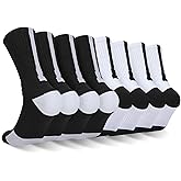 Finerview Men Basketball Socks, 4 Pack Cushion Performance Crew Athletic Socks for Adult & Youth Kids