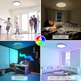 zemty 24W RGB LED Ceiling Light with Remote 3000K-6500K Dimmer 3200LM view 5
