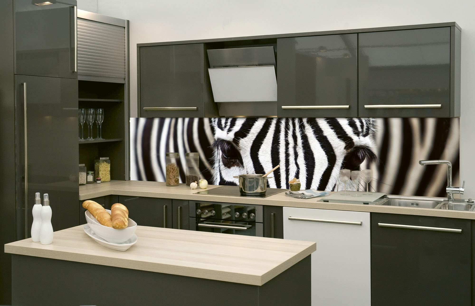 DIMEX LINE Peel and Stick Kitchen Backsplash Sticker Zebra | Waterproof Decorative Wall Foil for Kitchen | Made in EU - 260.00 × 60.00 cm