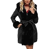 Bellivera Women's Wool Pea Coat Faux Fur Jacket Winter Warm Parka Overcoat with Belt