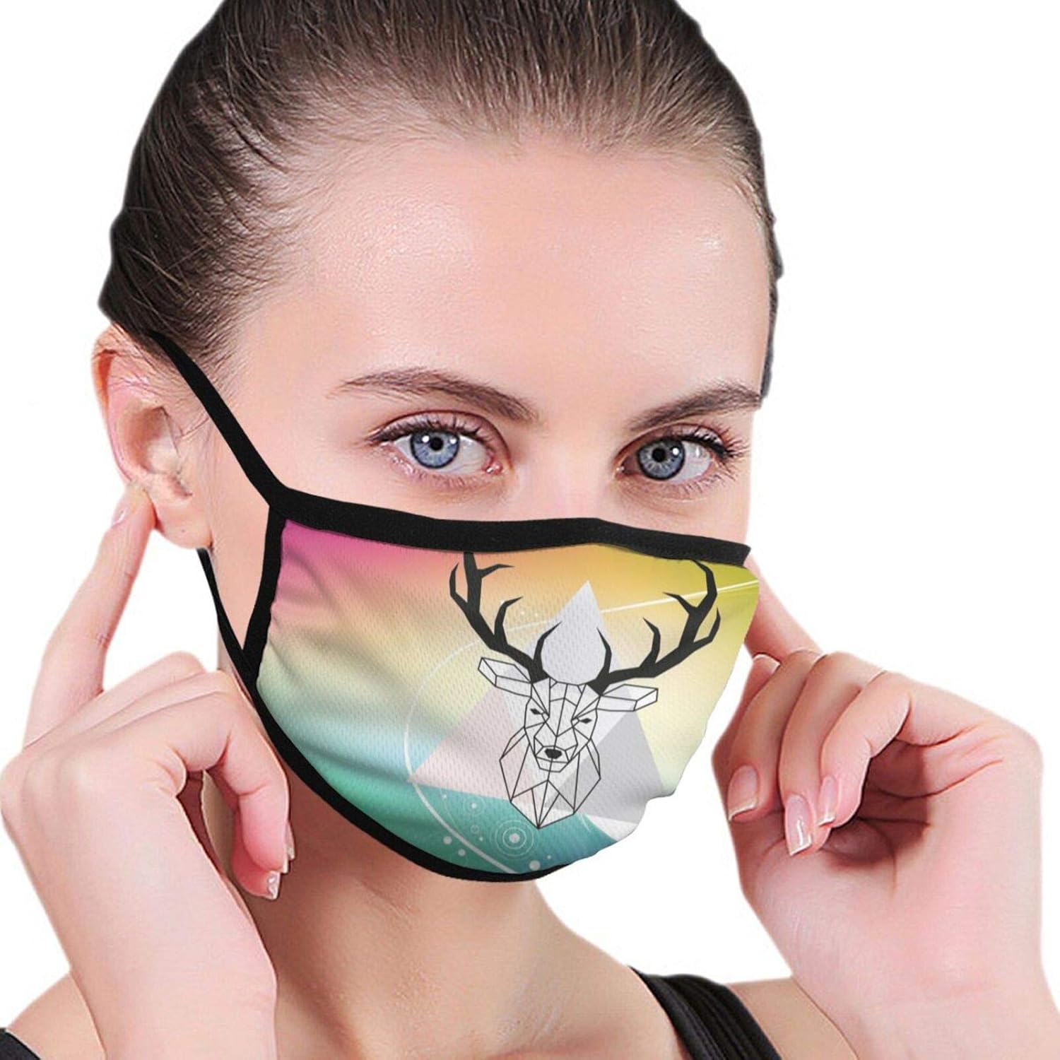 Vector Geometric Deer Head Fashion Half Face Masks Reusable Adjustable