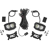 Rough Country 5-Inch LED Light Pods | Spot Beam | White/Amber DRL | Pair, Spot beam, White &amp; amber DRLs, IP67 waterproof, Flat-wound wiring harness, 3-year warranty