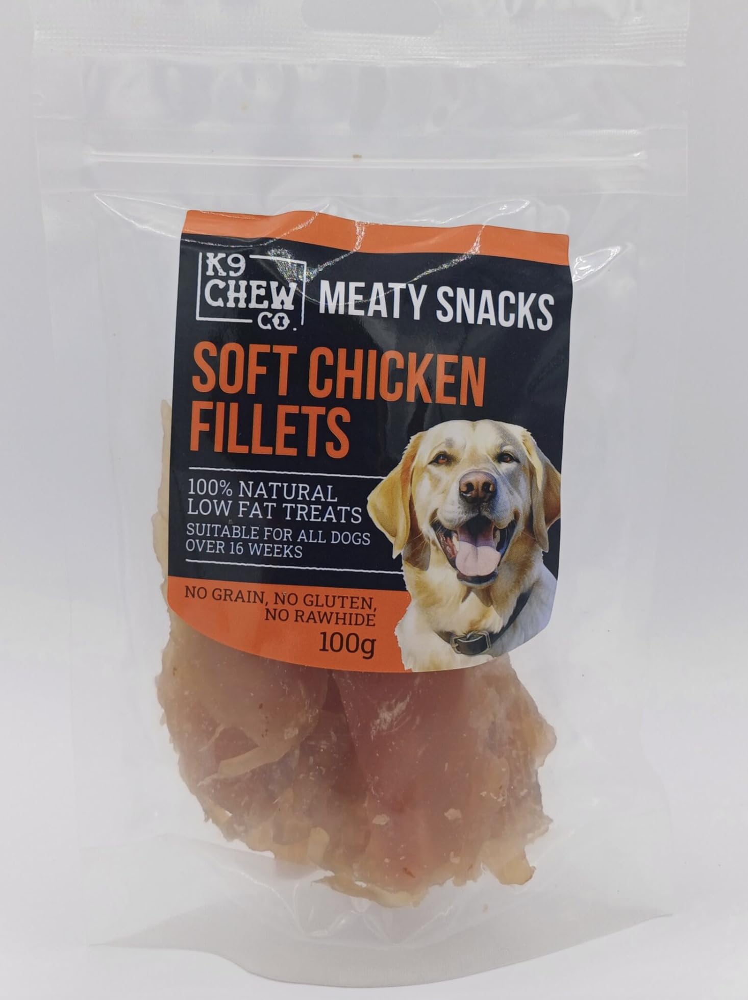 Meaty Snacks Soft Chicken Fillet Strips 100g 100% Natural Low Fat Dog Treats and Training Aid