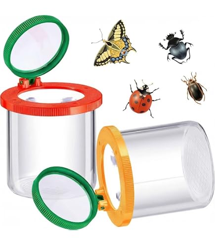 GARVALON Pack De 2 Visores De Insectos – Contenedores Transparentes Multifunción Para Observación Y Recolección, Con Agujeros De Ventilación Y Regla Medidora – Juguete Educativo Para Niños