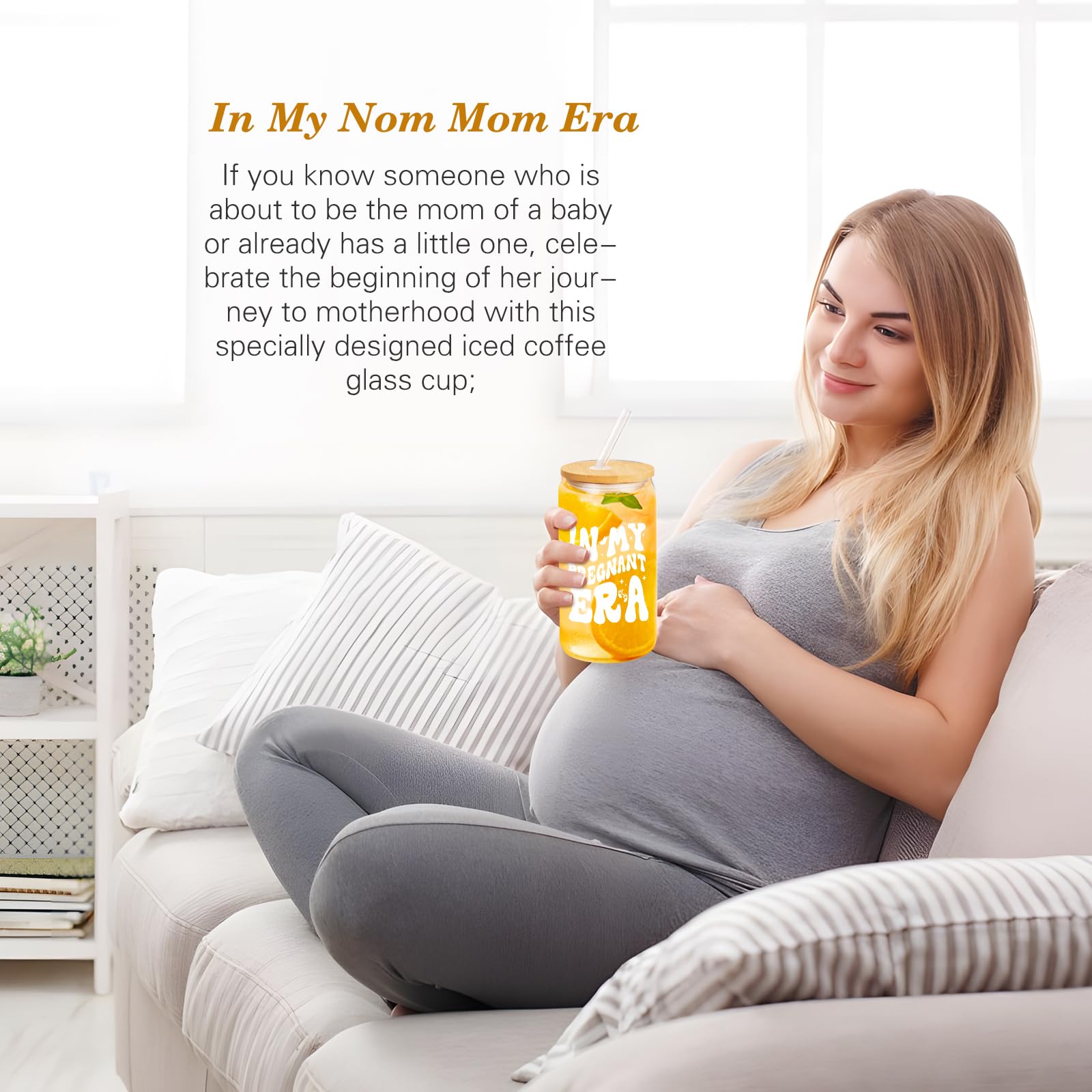 Pregnancy Gifts for Expecting Mom, Cool New Mom Gifts, First Time Mom Gifts for Pregnant Women Wife Daughter Friends Coworker, 16oz Glass Cup Bunny Lovey, Unique Mom to Be Gift - in My Pregnant Era