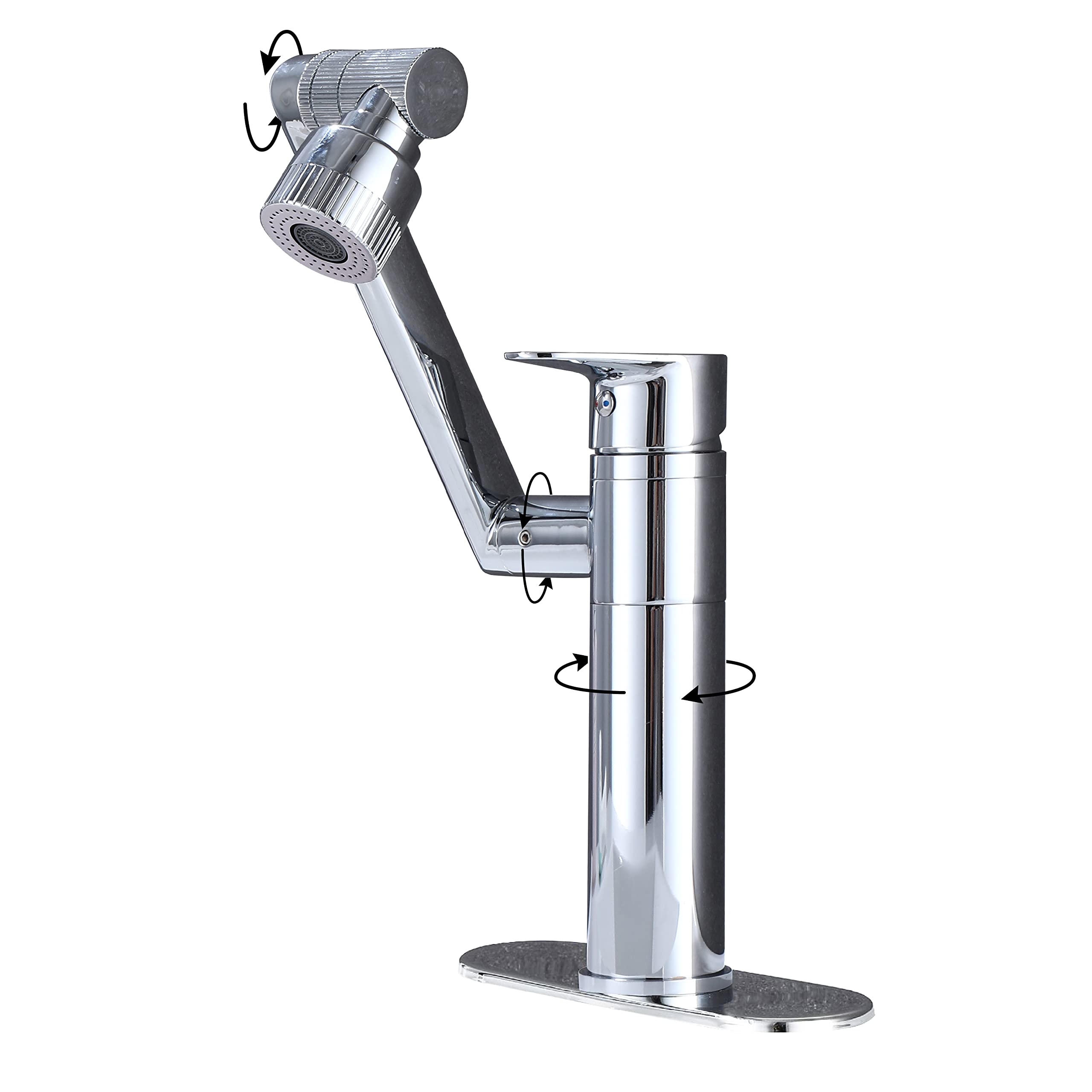 Photo 1 of HUAHUALALA 1080 Degree Swivel Faucet for Bathroom Sink,Faucet with Big Angle Rotate Spray Dual Function,Single Handle Vanity Faucet with Deck Plate,Lavatory Faucet,100% Lead-Free,1 or 3 Hole,Chrome…
