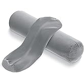 2 Pcs Support Neck Roll Pillow Cover, Round Soft Bolster Pillow Covers with Hidden Zipper, Neck Roll Pillowcase Cylinder Pillowcases for Cylindrical Cushion, Pillow-Case Only (16 x 6 Inch, Gray)