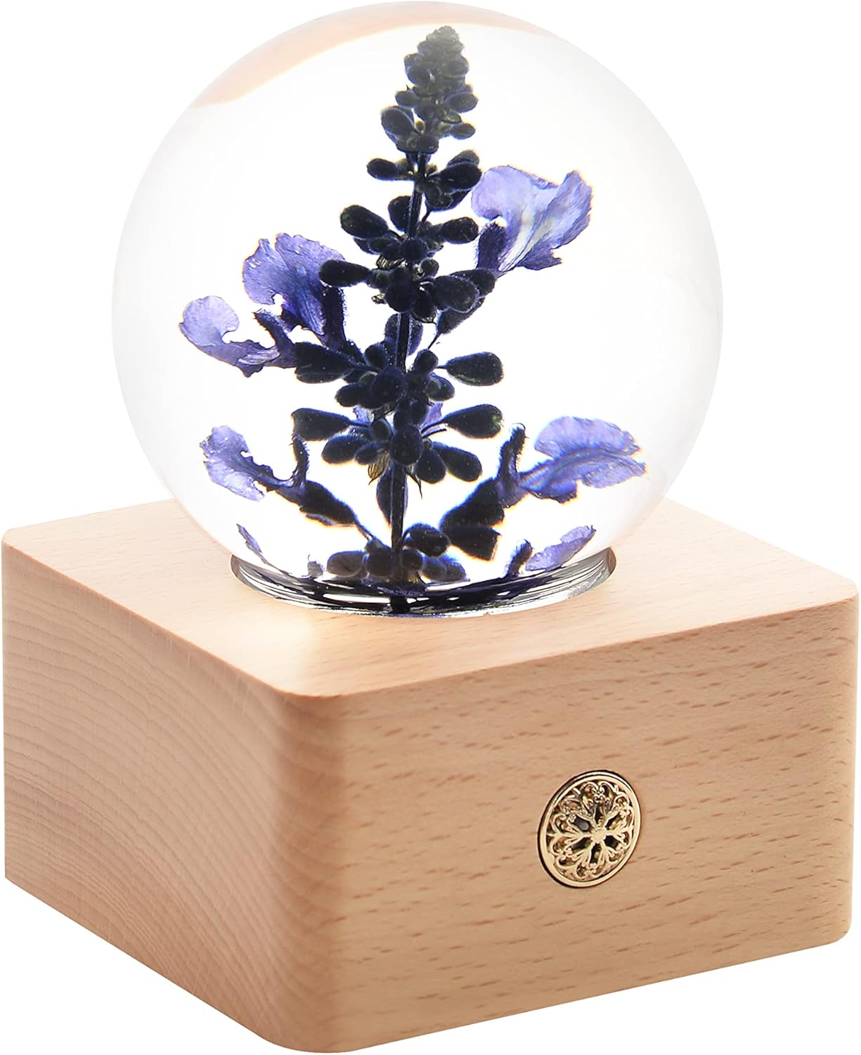 Snow Globes - MISS LI GARDEN Forever Flowers Lavender in 3D Crystal Ball with LED Lights,Elegant Present for Girlfriend Wife Mom Women Enchanted Birthday Anniversary Wedding Home Décor