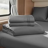 Hearth & Harbor Short Queen Sheets for RV, Dark Grey RV Queen Sheets, Silky Soft 1800 Microfiber Bed Sheet for Camper, 4 Piec