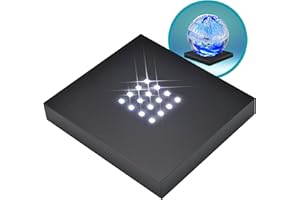 ASENTE 16 White- Light LED Lighted Base for Glass Art - Crystal Display, Lighted Acrylic Base, Glass Vases for Centerpieces Stand, Matte Black