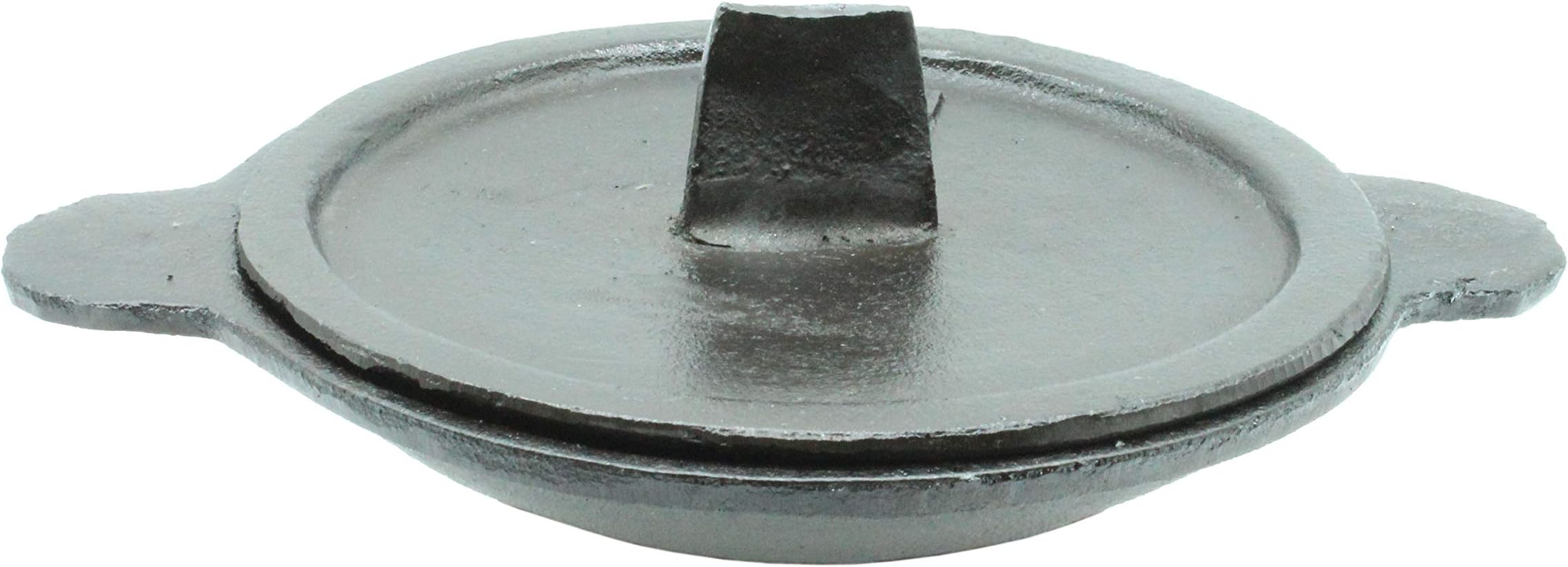 eKitchen Pre-Seasoned Cast Iron Induction Compatible 7 Inch/18cm Appam Pan with Lid (Black, Kadai Depth - 4.5 cm)