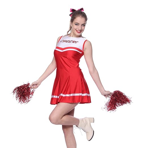 Anladia Sexy Mädchen Damen Cheerleader kostüm Uniform mit Pompins GoGo L