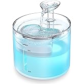 NPET WF100 Cat Foutain, 54oz/1.6L Automatic Pet Water Fountain Dog Water Dispenser with 2 Flow Modes, Bottom Suction LED Light Quiet Pump for for Cats & Small Dogs