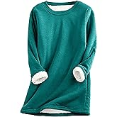 Yeokou Women Warm Sherpa Lined Fleece Crewneck Sport Sweatshirt Pullover Loungewear