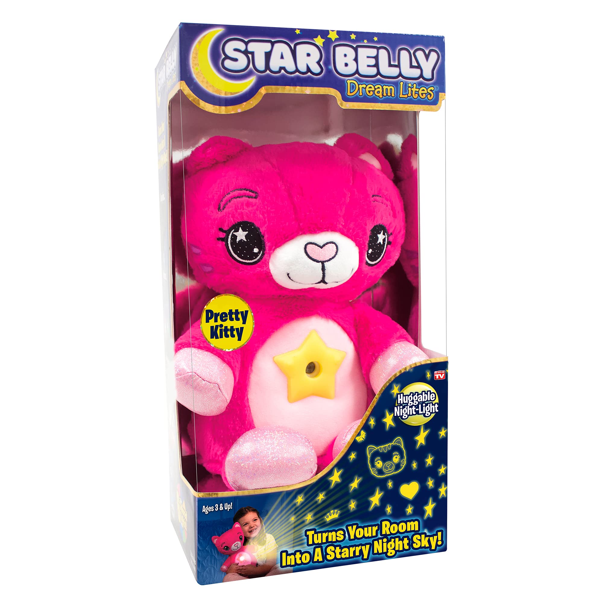 Photo 1 of Ontel Star Belly Dream Lites, Stuffed Animal Night Light, 3 years and up, Pretty Pink Kitty - Projects Glowing Stars & Shapes in 6 Gentle Colors, As Seen on TV