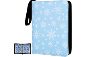 MTGPRO Card Binder for Pokemon Cards 4-Pocket,400 Pockets Trading Card Binder Holder Collector Album Book Includes 50 Removable Sleeves (Blue snowflakes)