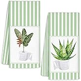 WUCHJ Green Plant Botanical Bathroom Hand Towels Set of 2, Gifts for Plant Lovers, Tropical Aloe Heliconia Hand Towels for Bath Room Washroom Toilet, Bathroom Plants Decor, 16x24 Inch