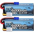 HOOVO 4S Lipo Battery, 14.8V 6200mAh 130C RC Car Battery Hard Case with EC5 Plug, Compatible with 1/8 and 1/10 Scale RC Vechile,Arrma Kraton 8S,RC Buggy Truggy Truck Crawler Monster Boat, 2 Pack
