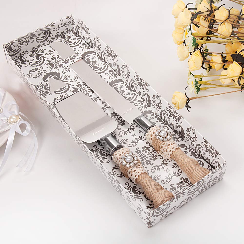 Wedding Cake Knife and Server Set Bride and Groom 2-Piece Dessert Set, Party, Wedding, Anniversary or Celebration