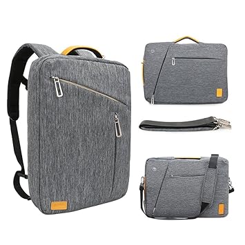 WIWU 15.6 Inch Laptop Briefcase Backpack Waterproof Convertible Multi-functional 3 in 1 Laptop Rucksack Messenger Single-shoulder Backpack for Men Women Business College Travel Satchel School Bag-Gray