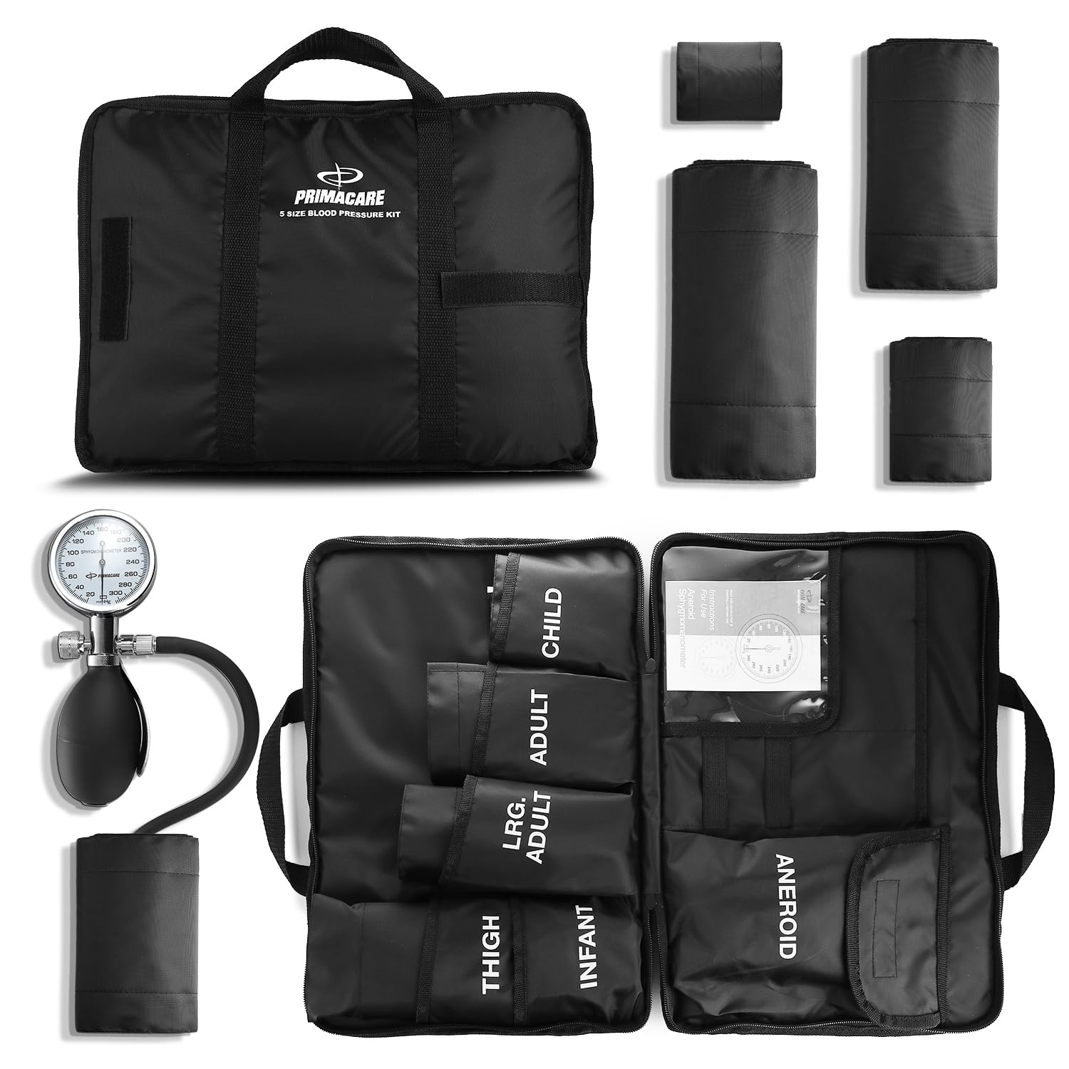 Photo 1 of *MISSING PARTS - See Clerk Notes*
Primacare DS-9185 Aneroid Sphygmomanometer and Blood Pressure Cuff Set with Portable Case, 5 Sized Nylon Cuffs with Deflation Valve, BP Cuff Manual Kit for Infant, Child, Adult, Large Adult, Thigh