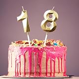 Yiran Gold 42nd Birthday Candles 2-Piece Numeric 4 & 2 Cake Topper Gold view 6