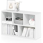 Furinno LUDER Book Shelf, 5-Cube Bookshelf, Reversible Bookcase, 9.4 x 19.5 x 31.5, for Living Room, Bedroom, Home Office, White