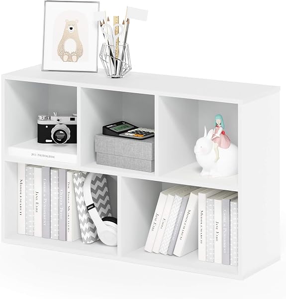 Furinno LUDER Book Shelf, 5-Cube Bookshelf, Reversible Bookcase, 9.4 x 19.5 x 31.5, Easy Assembly, for Living Room, Bedroom,
