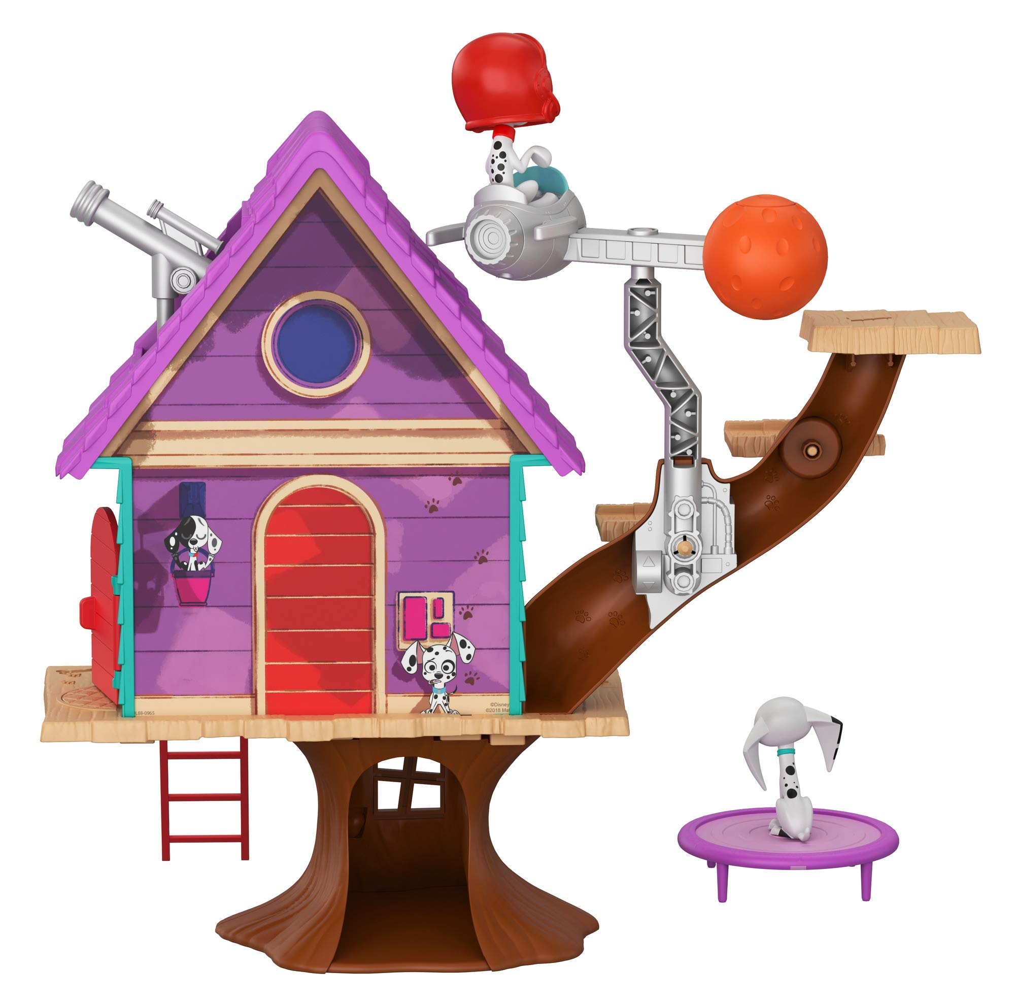 Disney 101 Dalmatian Street, Dylan Tree House Playset (16.6-In x 14-In) with 2 Dog Figures (3-In) and 10 Accessories