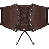 JASGOOD Wide Elastic Corset Belt for Women Vintage Lace-up Tied Waspie Waist Belt for Dress