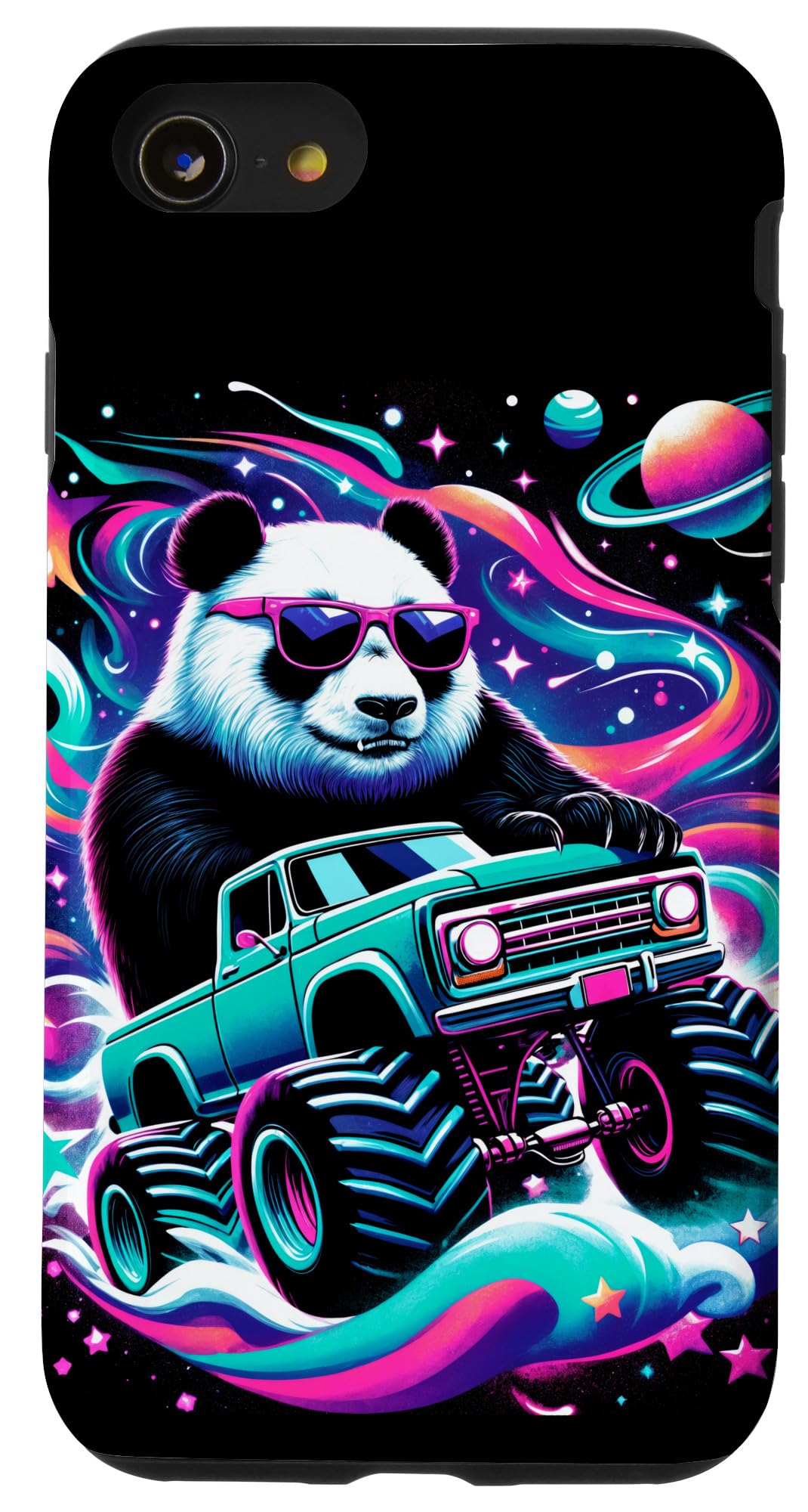 iPhone SE (2020) / 7 / 8 Cool Giant Panda Driving Monster Truck in Cosmic Space Case