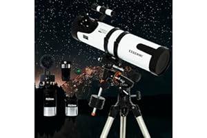 ESSENWI 130EQ Newtonian Telescope for Adults Astronomy, Professional Telescope for Adults, with 2 Plossl Eyepieces, 3X Barlow Lens, Adjustable Equatorial Mount Tripod, Phone Adapter