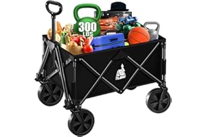 NBONEBS Colapsilble Foldable Wagon, 300LB Load and 200L Large Capacity Heavy Duty Beach Folding Wagon with All Terrain Wheels, Outdoor Garden Cart Wagon for Camping Shopping Sports, Black