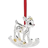 Lenox Ornaments, 2025 Babys 1st Christmas Rudolph Ornament, Silverplated Metal and Resin, Red Ribbon for Tree Decoration, Christmas Decorations, Winter Tree Ornaments, Rudolph Design (1 Piece)