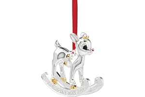 Lenox Ornaments, 2025 Babys 1st Christmas Rudolph Ornament, Silverplated Metal and Resin, Red Ribbon for Tree Decoration, Christmas Decorations, Winter Tree Ornaments, Rudolph Design (1 Piece)