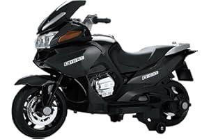 TOBBI 12V Kids Ride On Electric Motorcycle, Dirt Bike with Training Wheels for Toddler 3-8,Battery Powered Motorbike for Kids with LED Lights/Music/USB/Pedal,Ideal Gift for Children Boys Girls-Black