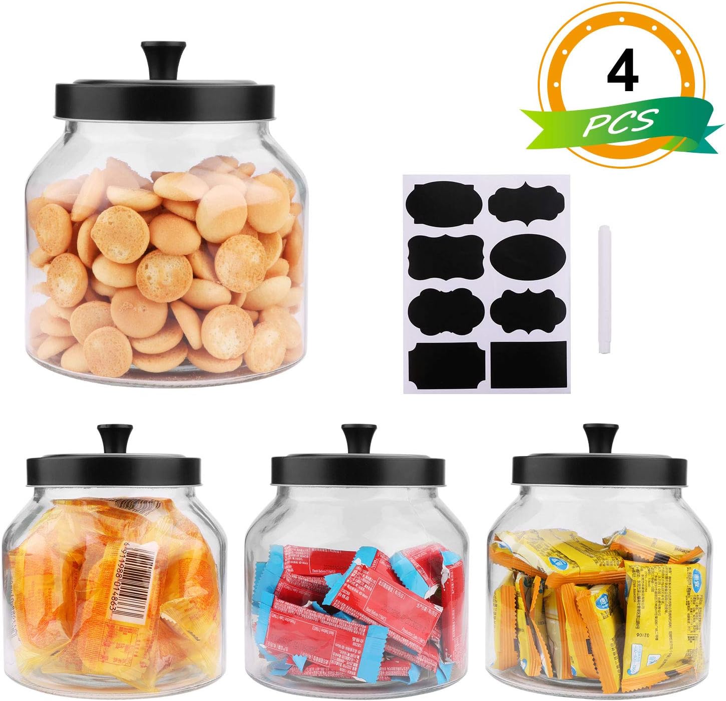 70oz / 2Quart Glass Jars With Sealed Lids, Clear Glass Food