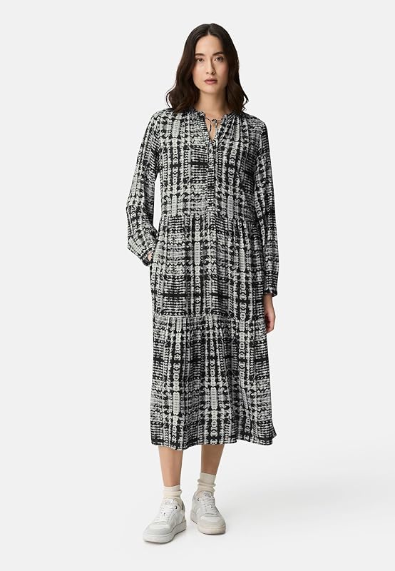 Damen Langarm Kleid aus Reiner Viskose Kaviar AOP, Womenswear-S