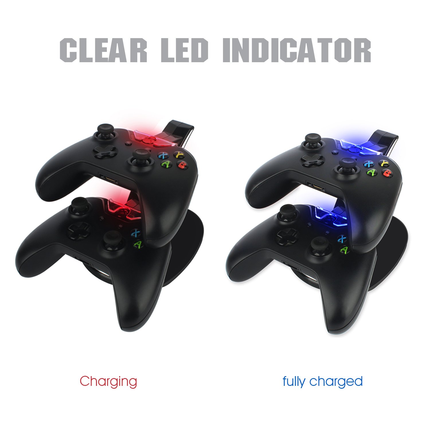 Xbox One Controller Charger Charging Docking Station Stand with USB Charging Cable for Xbox One Xbox One S Controller