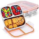 Palksky Snackle Box Container Stainless Steel, 2Pack Reusable Snack Bento Box with Lids, 3 Compartments Metal Food Storage Containers for Picnic, Travel