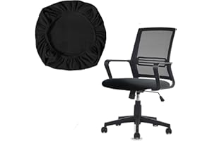 Runseaway One Stretch Office Chair Cover, Universal Elastic Computer Desk Seat Slipcover, Washable Removable Protective Cover for Rotating Swivel Chair, Anti-Dust(Black)