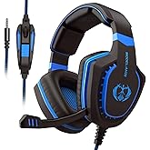 SENLOO Gaming Headset Over Ear Wired Heaphones with Mic Volume Control Soft Earpads Noise-Isolating Compatible with Xbox PS5 PS4 PC Laptop Mac, Black Blue