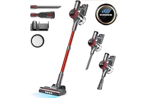 UMLo Cordless Vacuum Cleaner, 300W 30Kpa Powerful Stick Vacuum with LED Display, Rechargeable Cordless Vacuum Max 55Min Runtime, Free-Standing, Vacuum Cleaners for Home Carpet Hard Floor Pet Hair