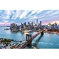 New York City Manhattan Brooklyn Bridge at Dusk Photo Photograph Cool Wall Art Print Poster 18x12