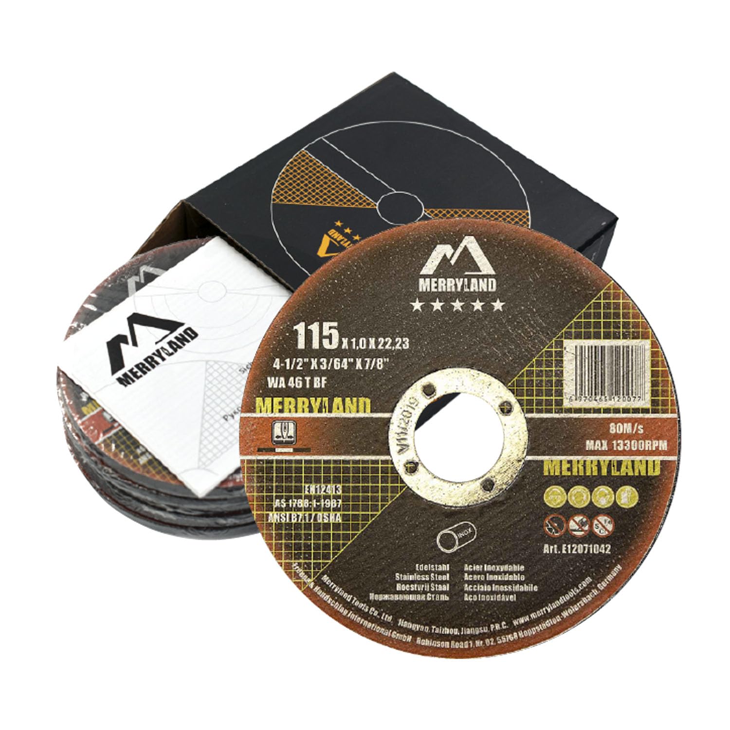 Merryland Cutting Disc 115 Metal for Angle Grinder, 115 X 1.0 X 22.23 mm Cutting Wheel 25 Pieces, INOX Stainless Steel Iron 4.5 inch Type 41, Expert-Line E12071042