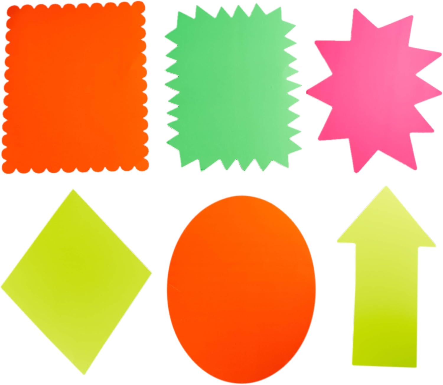 Juvale 18-Count Neon Poster Board Cutout Shapes, 6 Designs, 11 x 14 Inches : Office Products